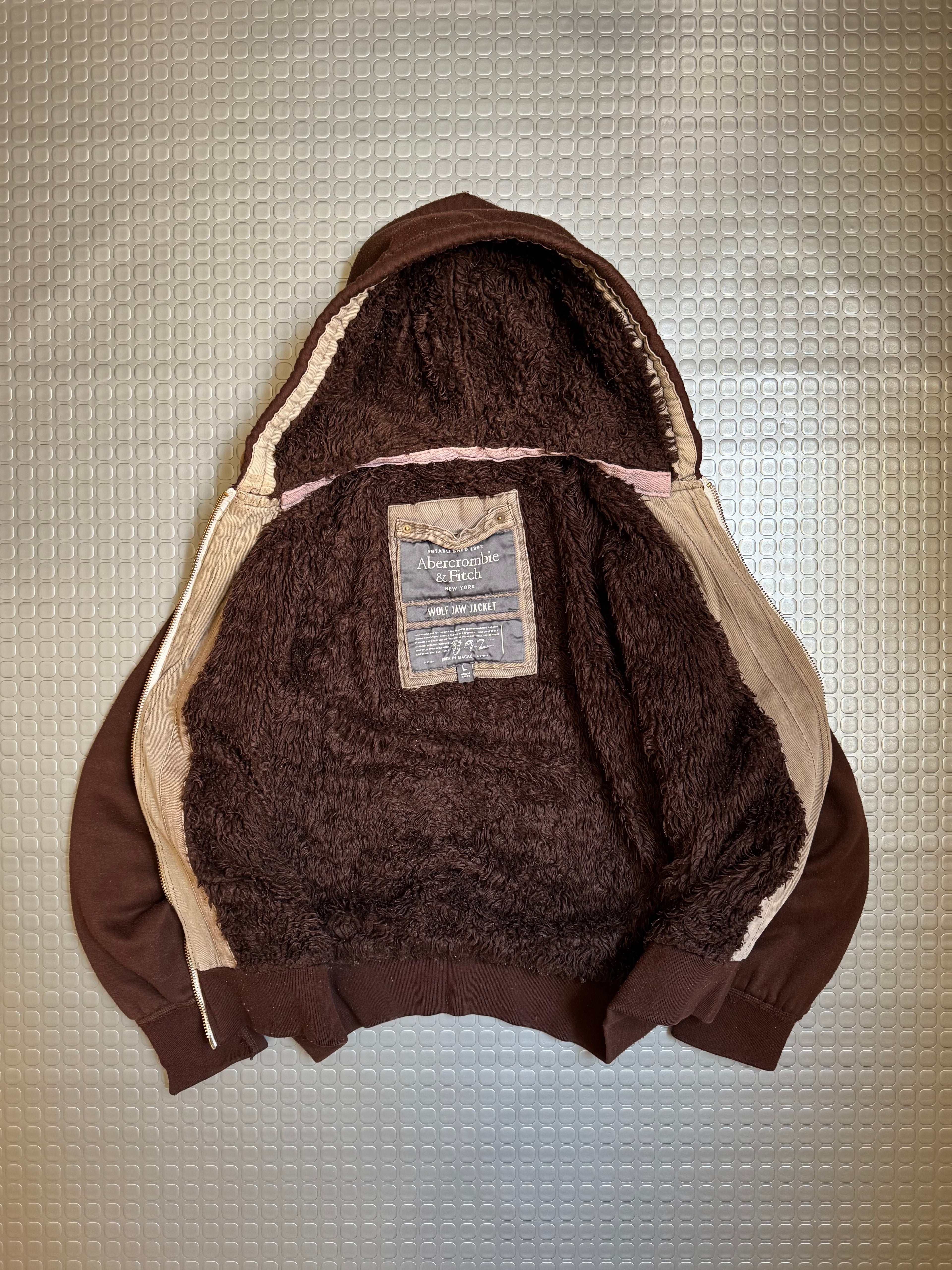 ABERCROMBIE & FITCH OG FULL ZIP THERMAL JACKET COFFE UNISEX