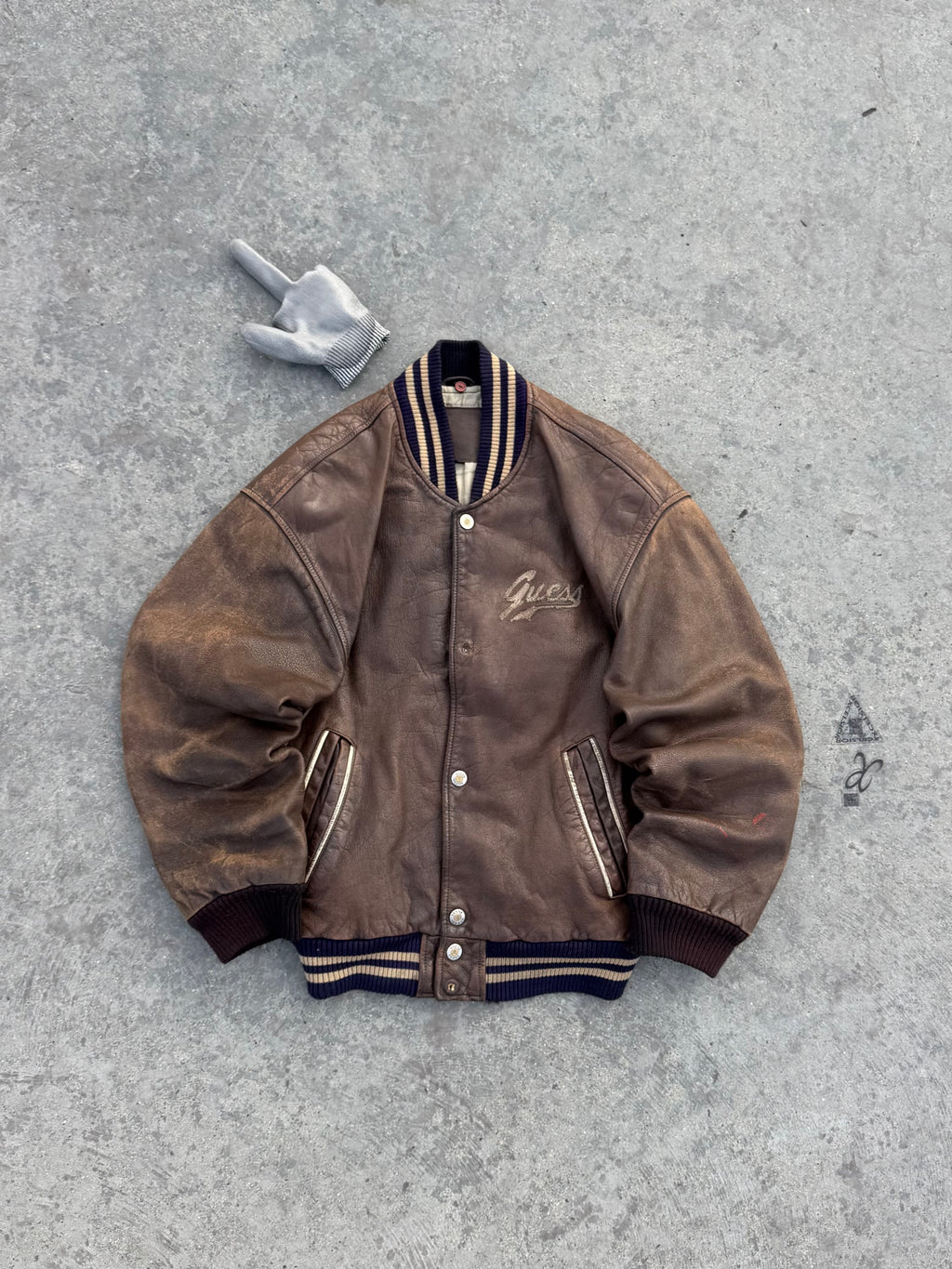 GUESS USA BOMBER JACKET 100% CUERO EXCLUSIVE RARE PIECE