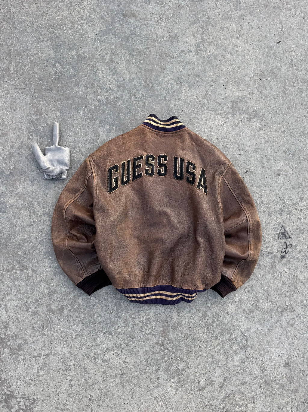 GUESS USA BOMBER JACKET 100% CUERO EXCLUSIVE RARE PIECE