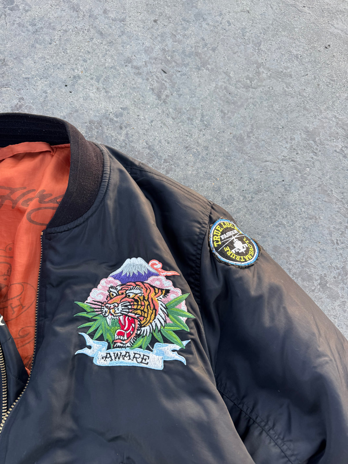 ED HARDY BOMBER JACKET “DEATH BEFORE DISHONOR” REVERSIBLE 🇯🇵&🇺🇸 LEGIT PIECE