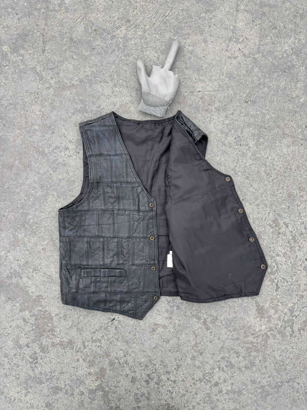CHALECO PATCHWORK 100% CUERO PESADO FIT UNISEX