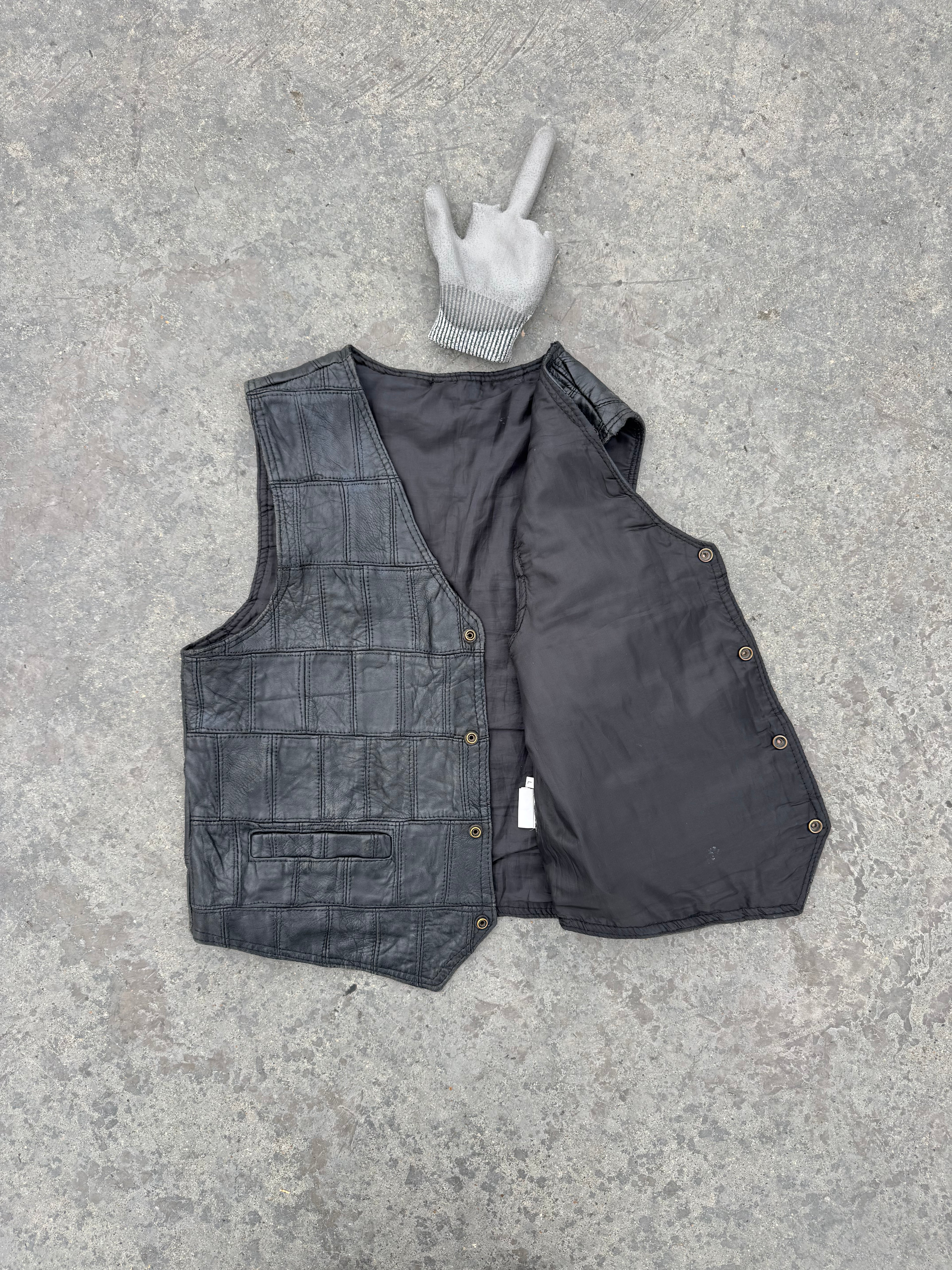 CHALECO PATCHWORK 100% CUERO PESADO FIT UNISEX