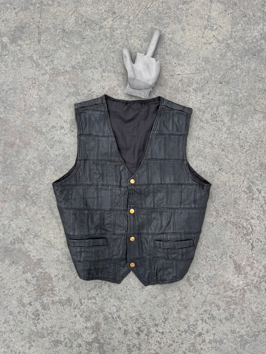CHALECO PATCHWORK 100% CUERO PESADO FIT UNISEX