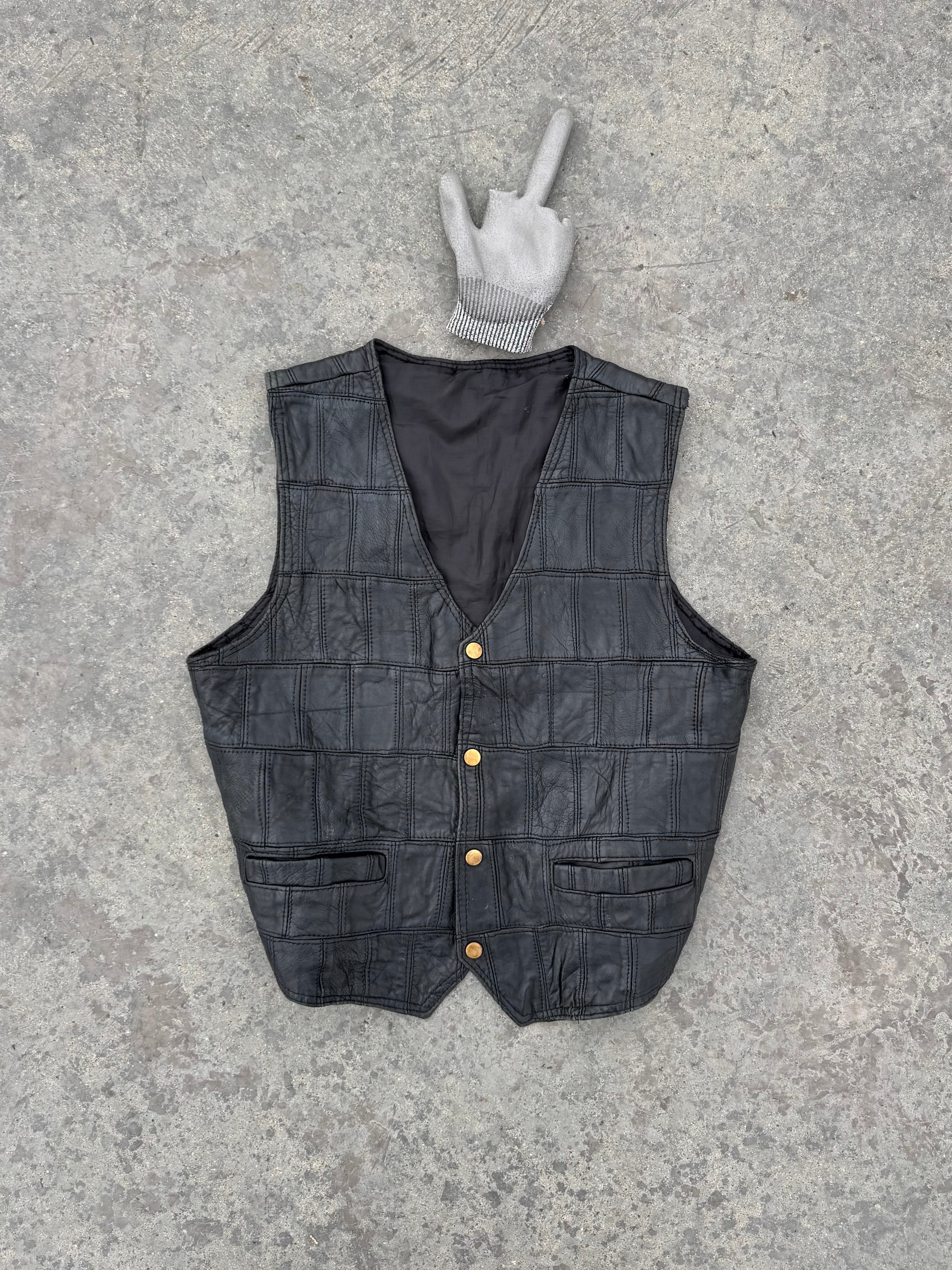 CHALECO PATCHWORK 100% CUERO PESADO FIT UNISEX