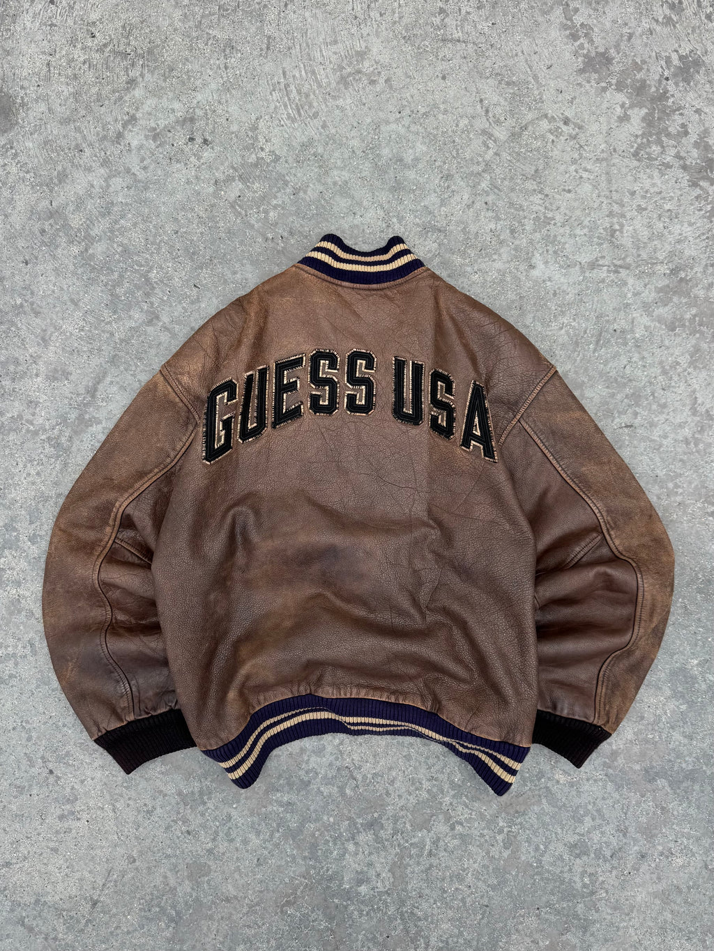 GUESS USA BOMBER JACKET COFFE VINTAGE
