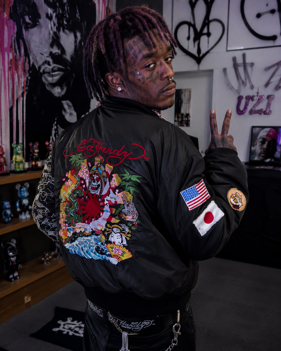 ED HARDY BOMBER JACKET “DEATH BEFORE DISHONOR” REVERSIBLE 🇯🇵&🇺🇸 LEGIT PIECE