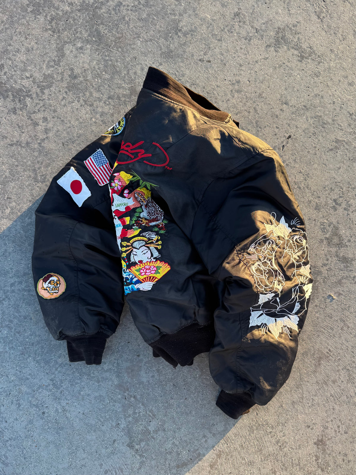 ED HARDY BOMBER JACKET “DEATH BEFORE DISHONOR” REVERSIBLE 🇯🇵&🇺🇸 LEGIT PIECE