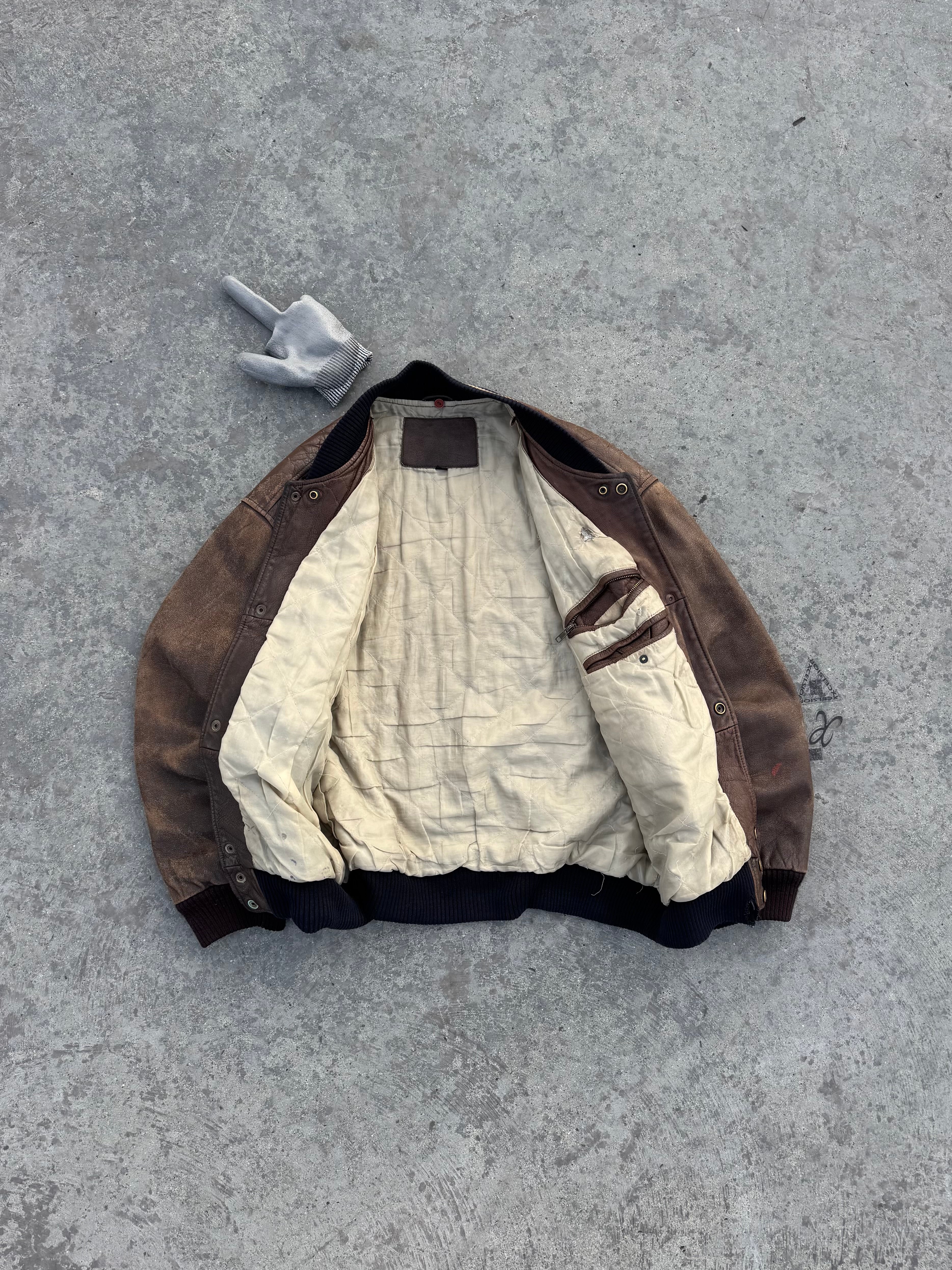 GUESS USA BOMBER JACKET 100% CUERO EXCLUSIVE RARE PIECE