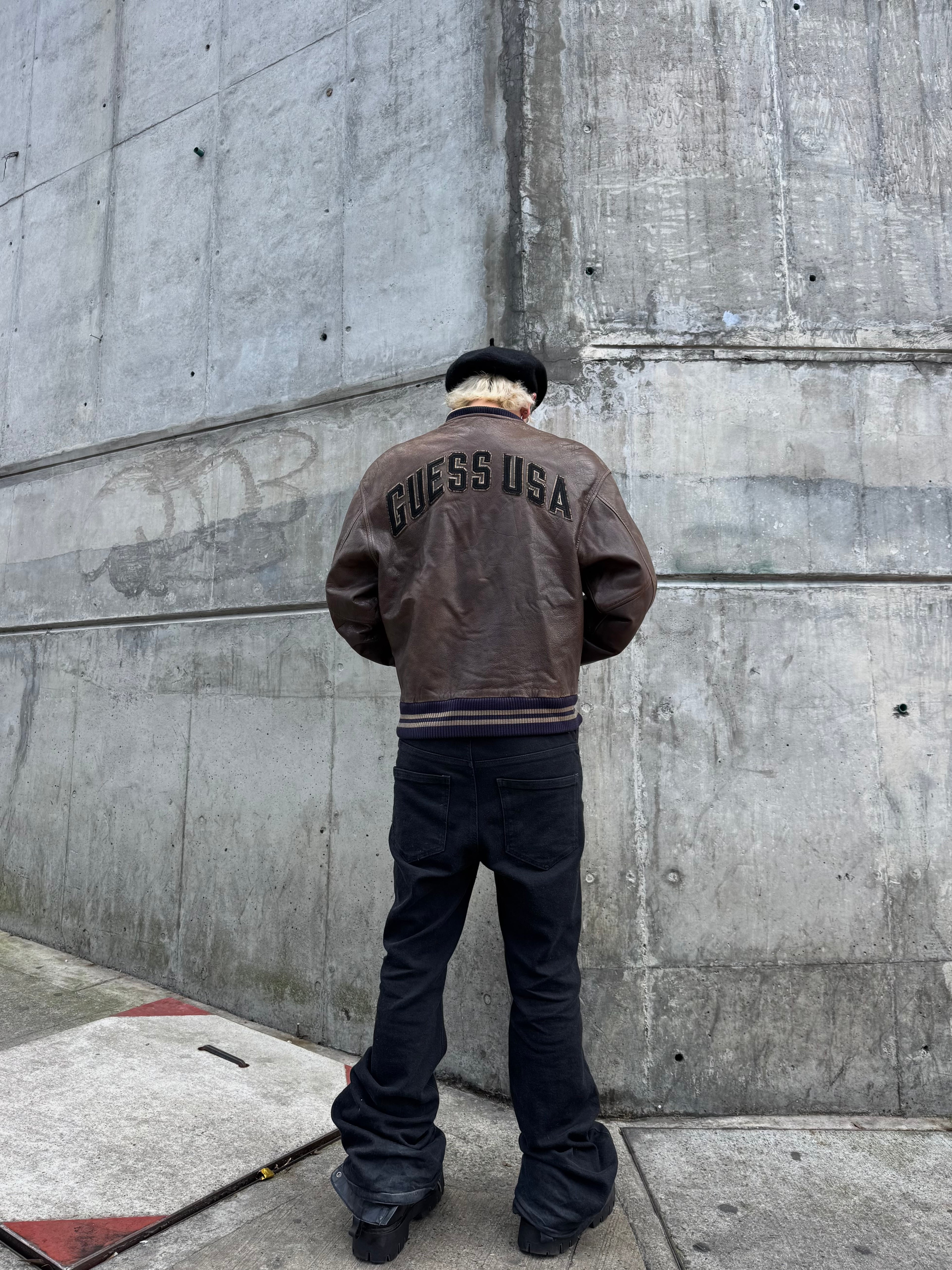 GUESS USA BOMBER JACKET COFFE VINTAGE